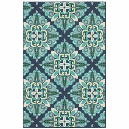 Palacedesigns 7 x 10 ft. Blue & Green Floral Indoor & Outdoor Area Rug PA2627742